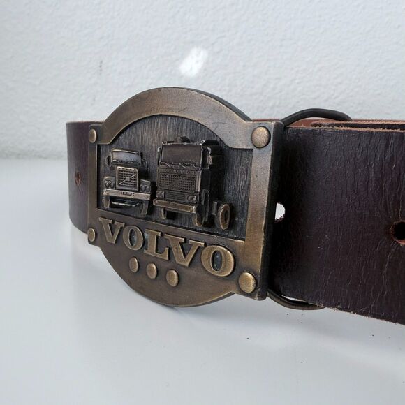 Vintage 1980 Volvo Trucker Belt Buckle Tonkin Inc Leather Belt Collectible Auto - Picture 5 of 7
